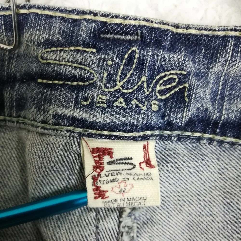 Silver Jeans Womens Aiko Boot Cut Blue Denim Light Wash Mid Rise Plus Short 22 - Picture 6 of 10